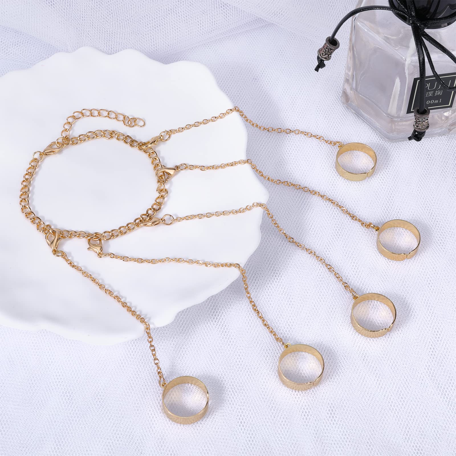 Five Finger Punk Finger Ring Link Bracelet Adjustable Vintage